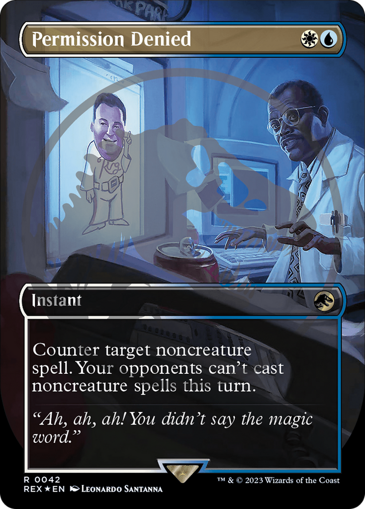 mtg jurassic park emblem cards Permission Denied (Emblem) (Borderless) [Jurassic World Collection Tok