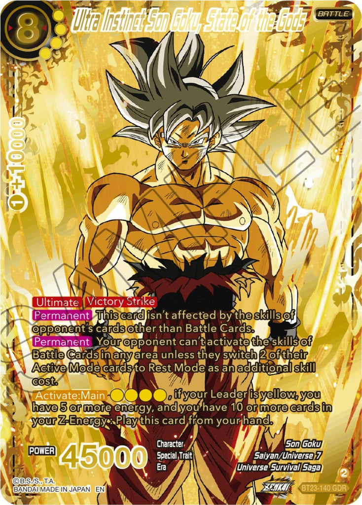 ドラゴンボール超カードゲーム　BT23-140 GDR Ultra Instinct Son Goku, State of the Gods (GDR) (BT23-140) [Perfect C