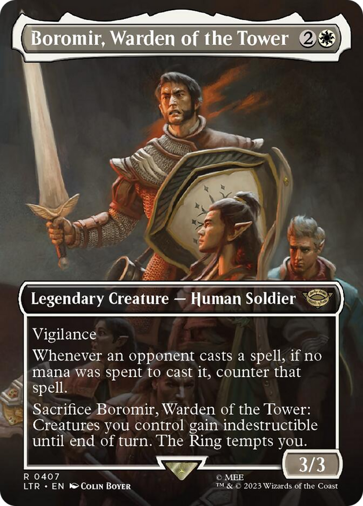 Boromir, Warden of the Tower (Borderless Alternate Art) [The Lord of t Boromir, Warden of the Tower (Borderless Alternate Art) [The Lord of t