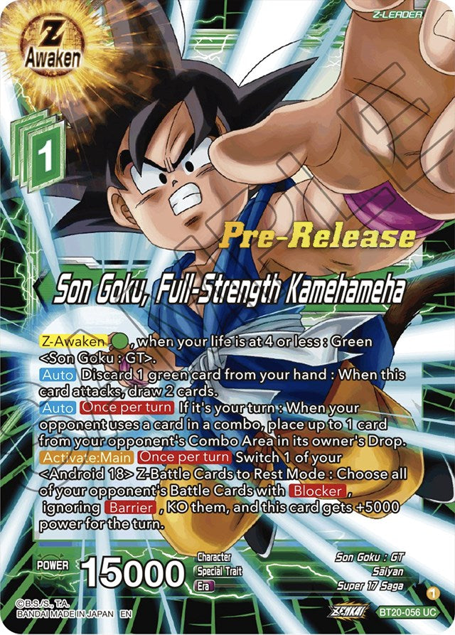 Son Goku, Full-Strength Kamehameha (BT20-056) [Power Absorbed Prerelea Son Goku, Full-Strength Kamehameha (BT20-056) [Power Absorbed Prerelea