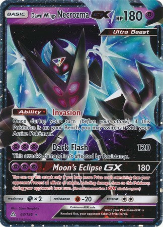pokemon cards sun and moon gx Dawn Wings Necrozma GX (63/156) (Jumbo Card) [Sun & Moon: Ultra Prism]