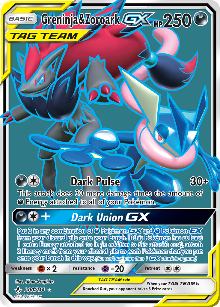 greninja pokemon card gx Greninja & Zoroark GX (200/214) [Sun & Moon: Unbroken Bonds]