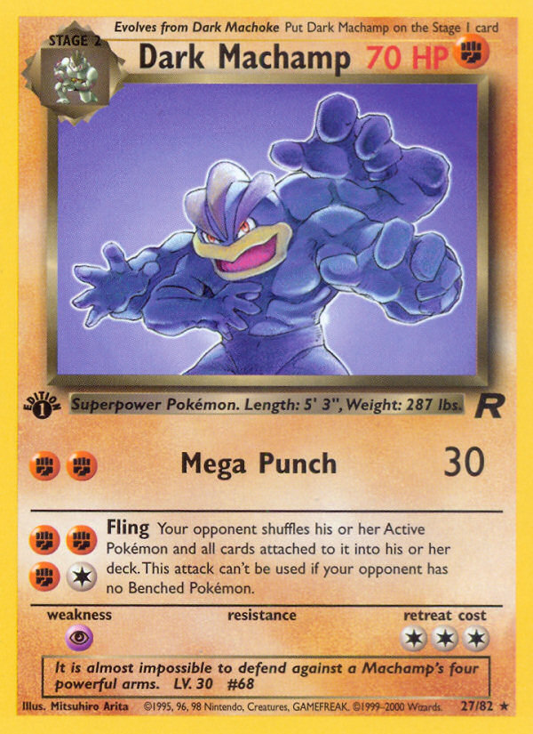 machamp pokemon card first edition 2016 XY Evolutions - Holo - 59/108 - PSA9 or Paralyzed when your opponent attacks Dark Machamp (27/82) [Team Rocket