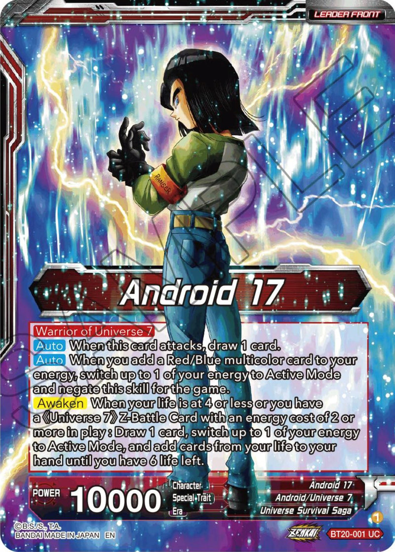 dragon ball super card game android 17 Android 17 // Warriors of Universe 7, United as One (BT20-001) [Power