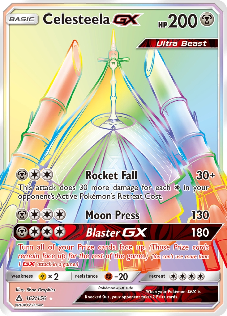 pokemon sun and moon ultra prism rare cards SM-5 Card: Lunala Prism Star - 62/156 - Holo Evolves from Cosmoem Type Dawn Wings Necrozma GX (63/156)