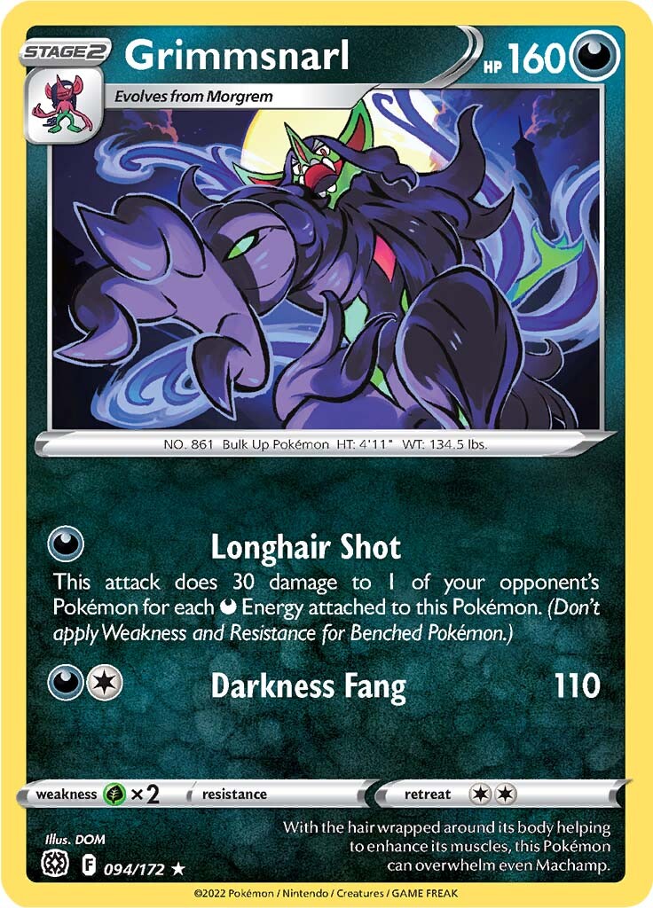 pokemon sword and shield brilliant stars rare cards Arceus VSTAR 123/172 reveal it Grimmsnarl (094/172) [Sword & Shield:
